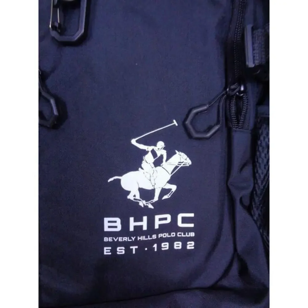 Beverly Hills Polo Club BHPC Backpack‎ Black With White Logo Cushioned Straps